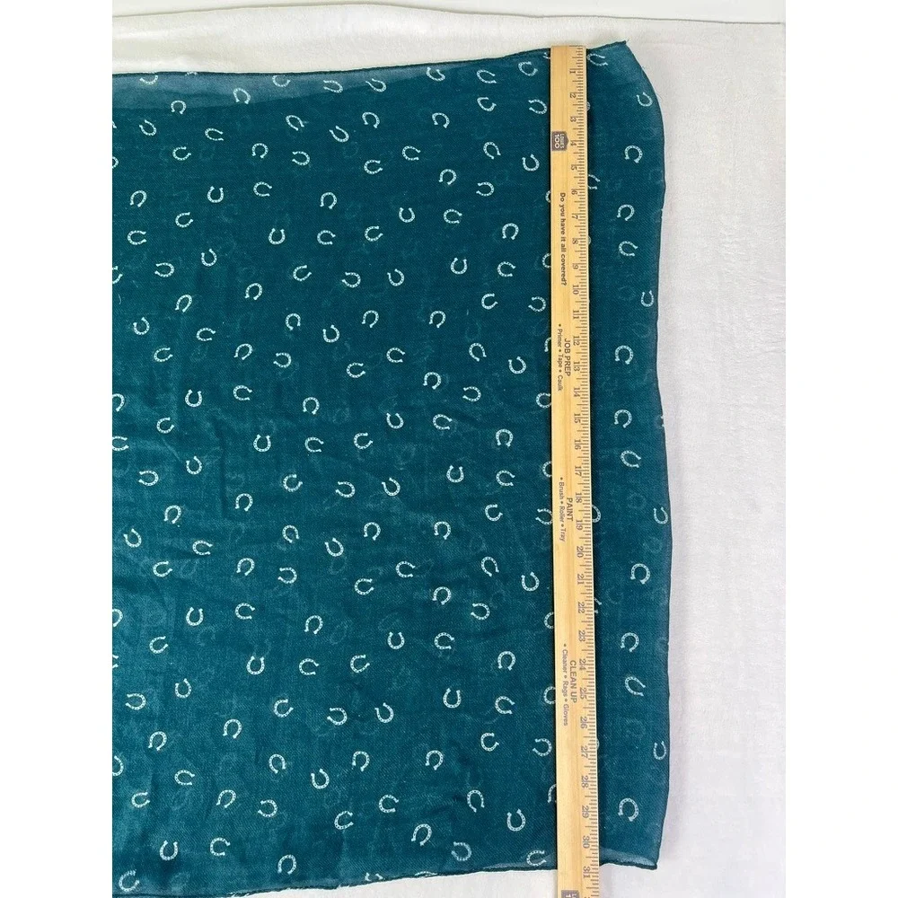 Horseshoe Scarf Wm OS Teal Green Good Equestrian Print Accessory Cowgirl Western